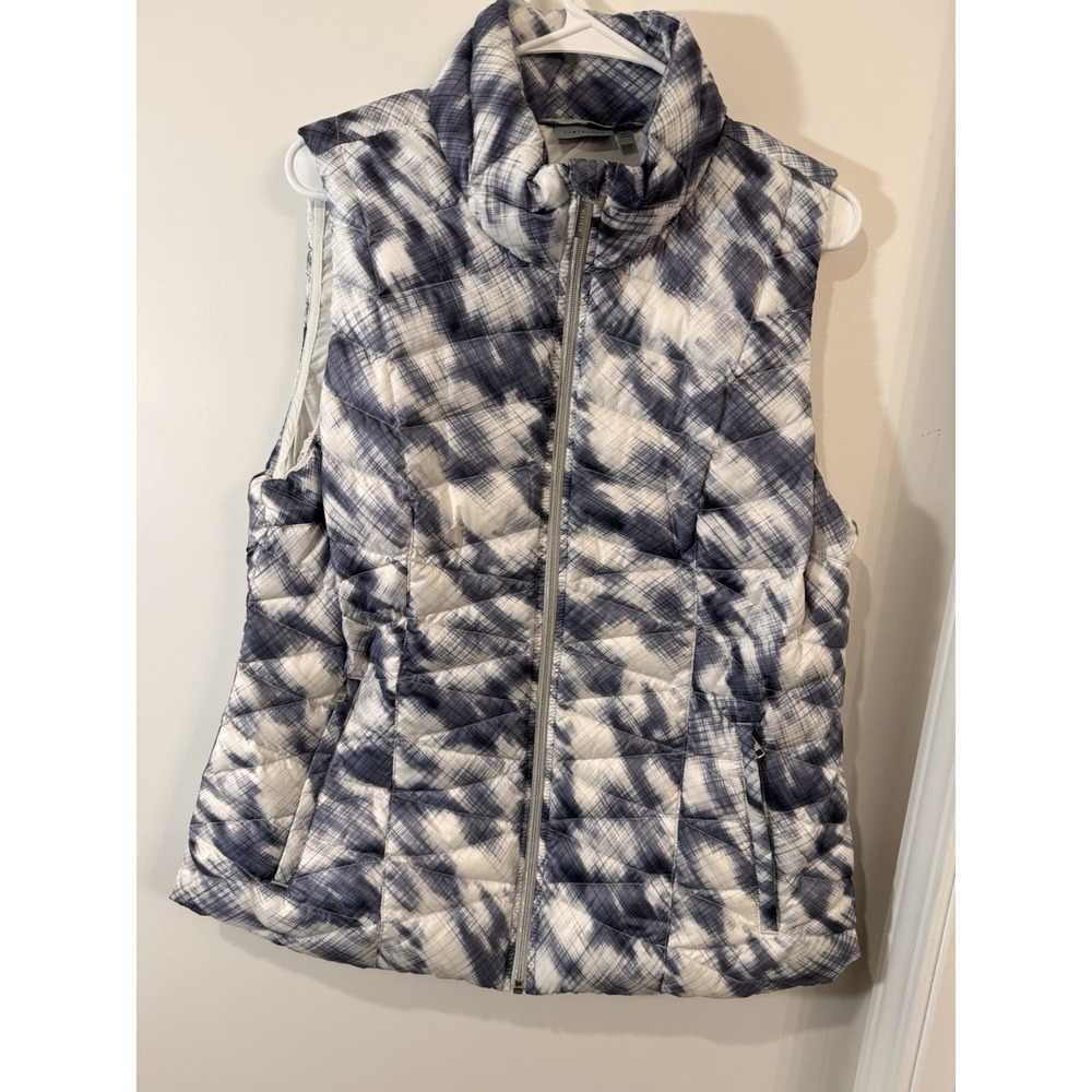 Athleta Womens Full Zip Puffer Vest Sapphire Goose Down Packable Size L